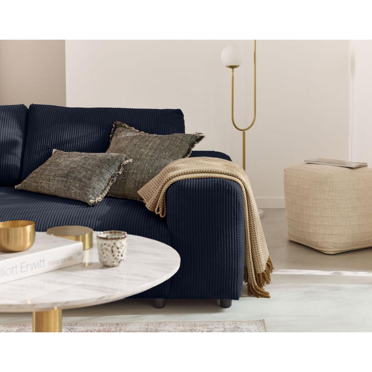 LISA DESIGN Garance - canapé droit 3 places - en velours côtelé