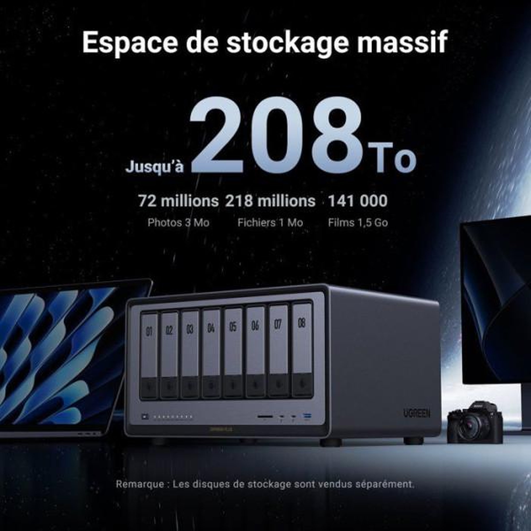 Voir la diapositive 4 : UGREEN Serveur nas - ugreen - dxp8800 plus - 8 baies - 8 go