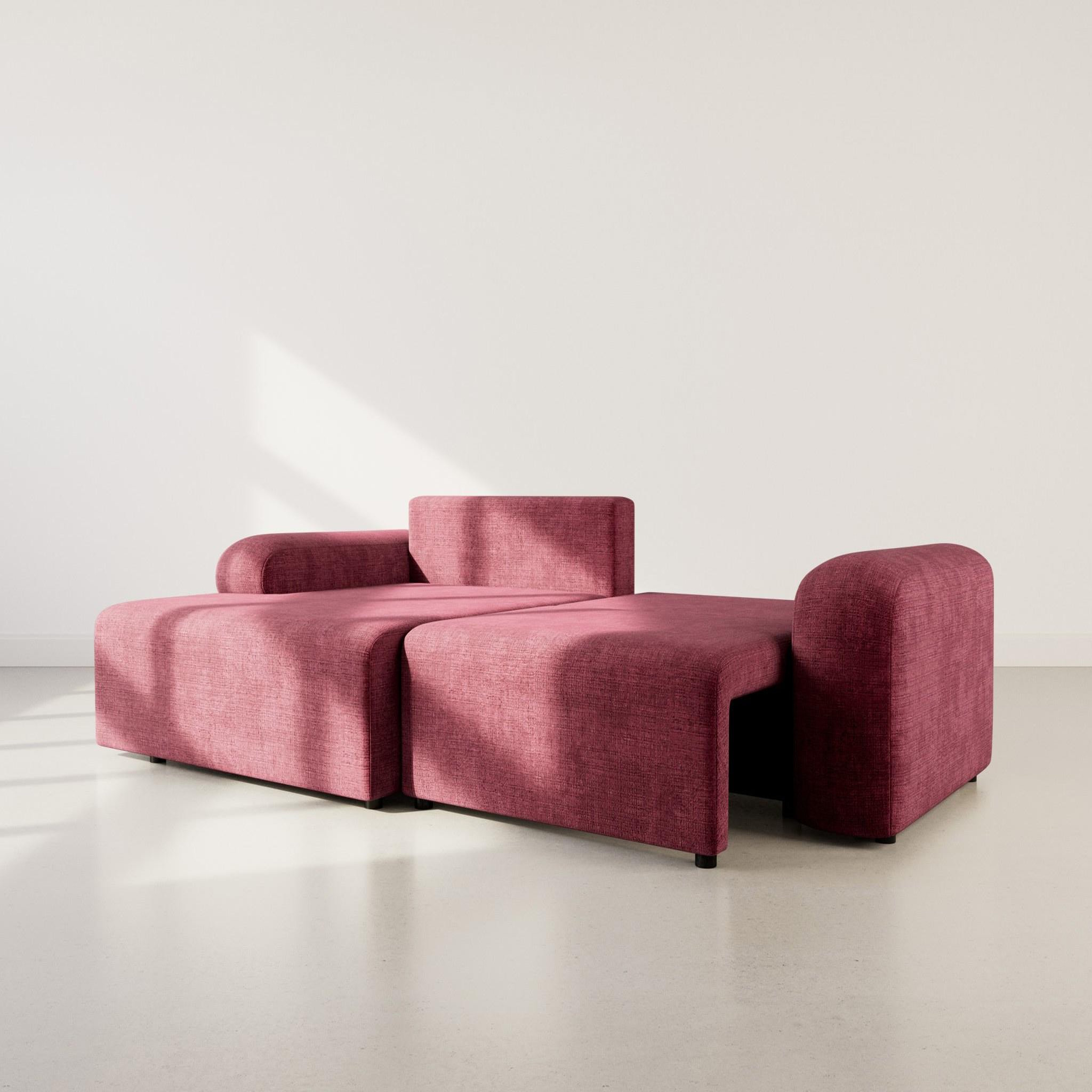 Voir la diapositive 2 : BEST MOBILIER Rebecca - canapé d'angle gauche 4 places convertible avec coffre en velours texturé