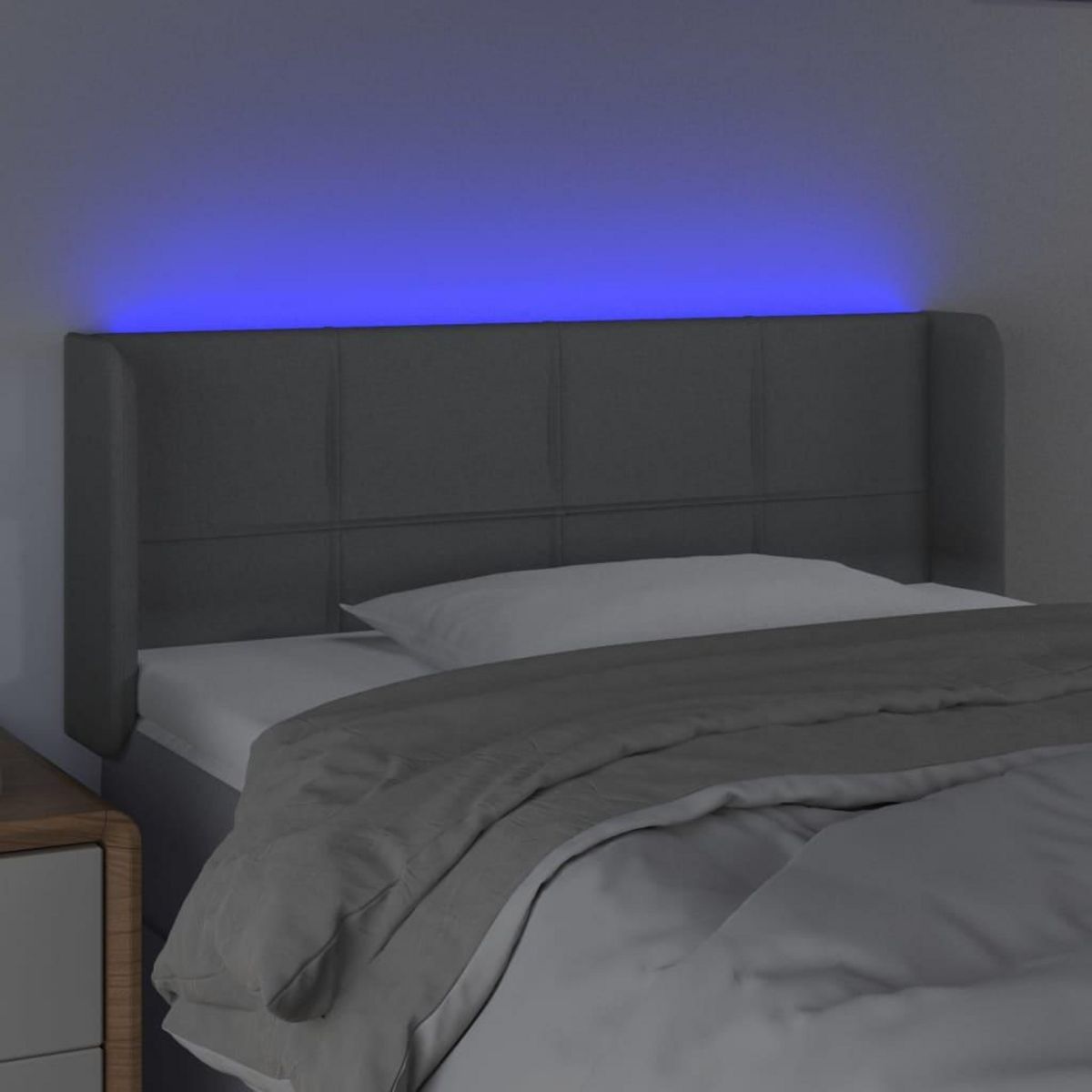 VIDAXL Tete de lit a LED Gris clair 93x16x78/88 cm Tissu