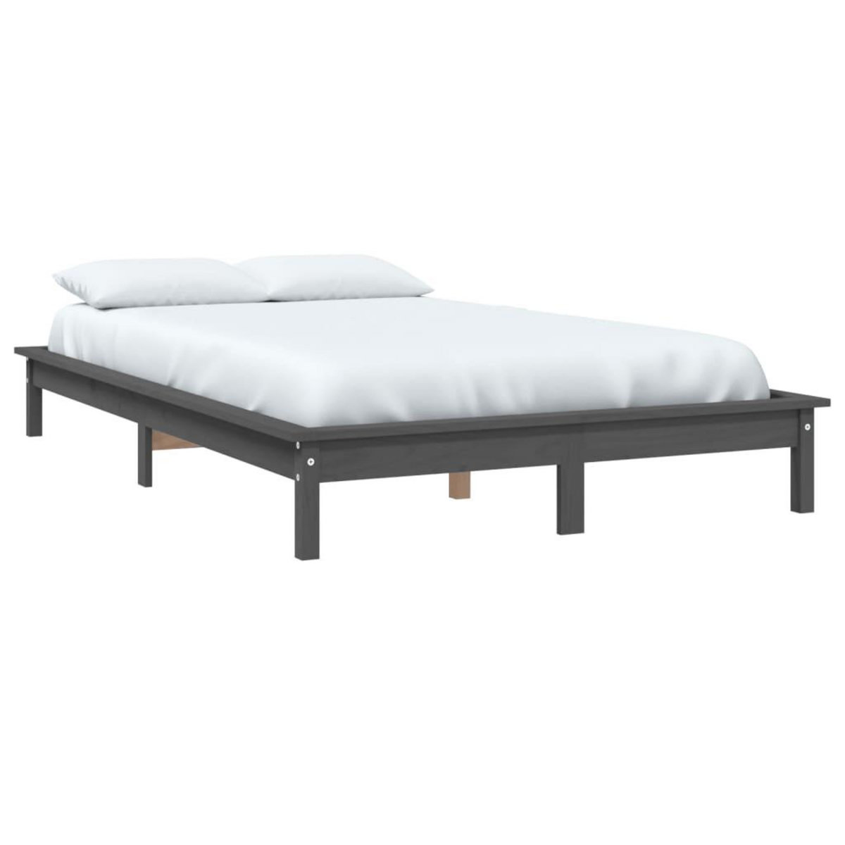 VIDAXL Cadre de lit sans matelas gris 140x190 cm bois de pin massif