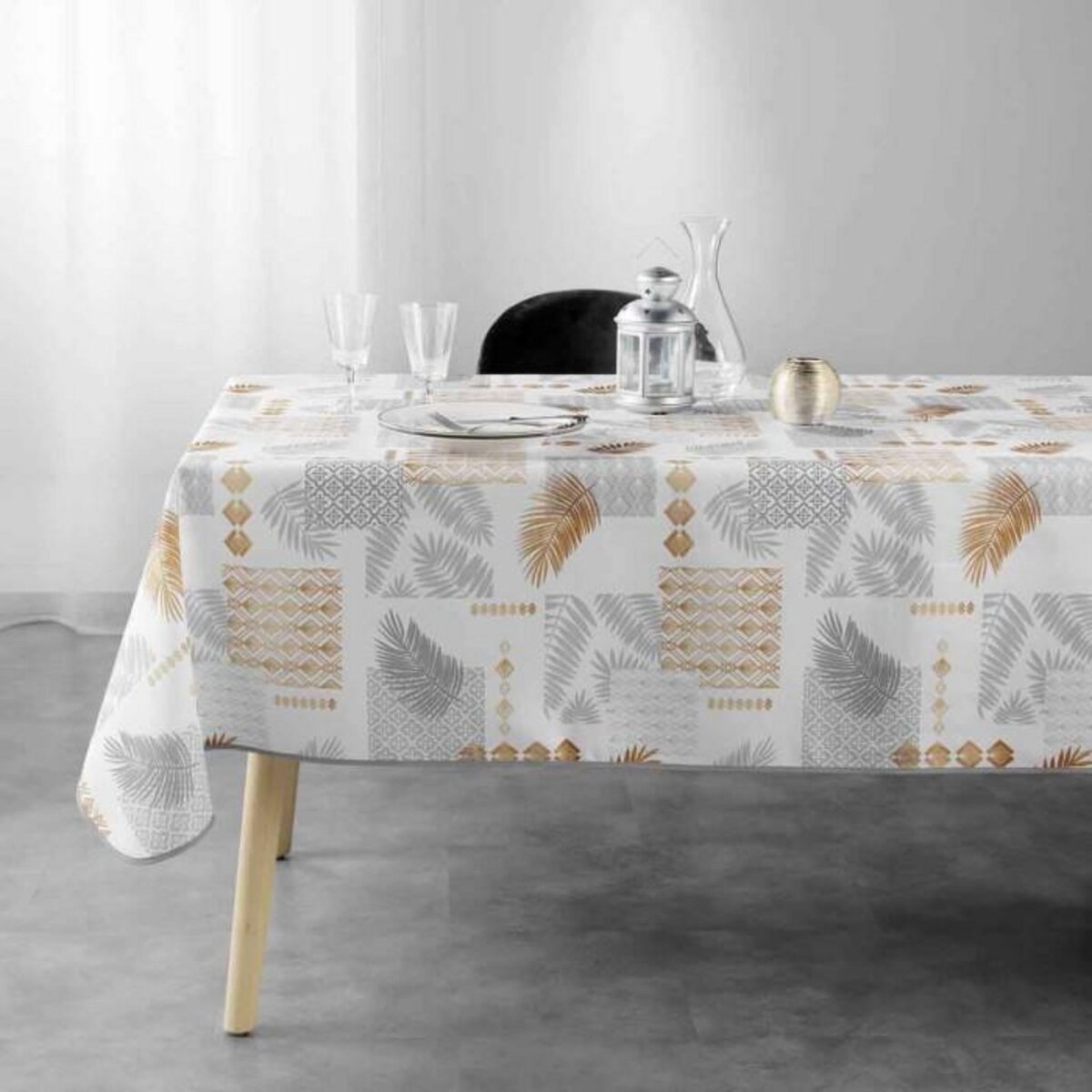 Paris Prix Nappe Imprimée  Olenna  150x300cm Jaune & Blanc