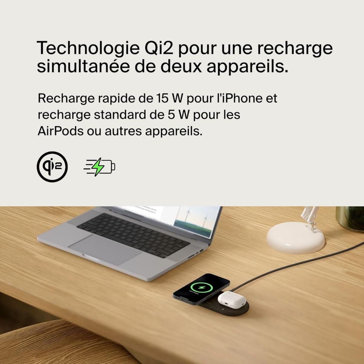 Belkin Chargeur induction station de recharge 15W 2 en 1