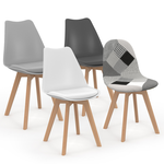 ID MARKET Lot de 4 chaises scandinaves SARA gris foncé,  blanc, noir et patchworks noirs, gris et blancs