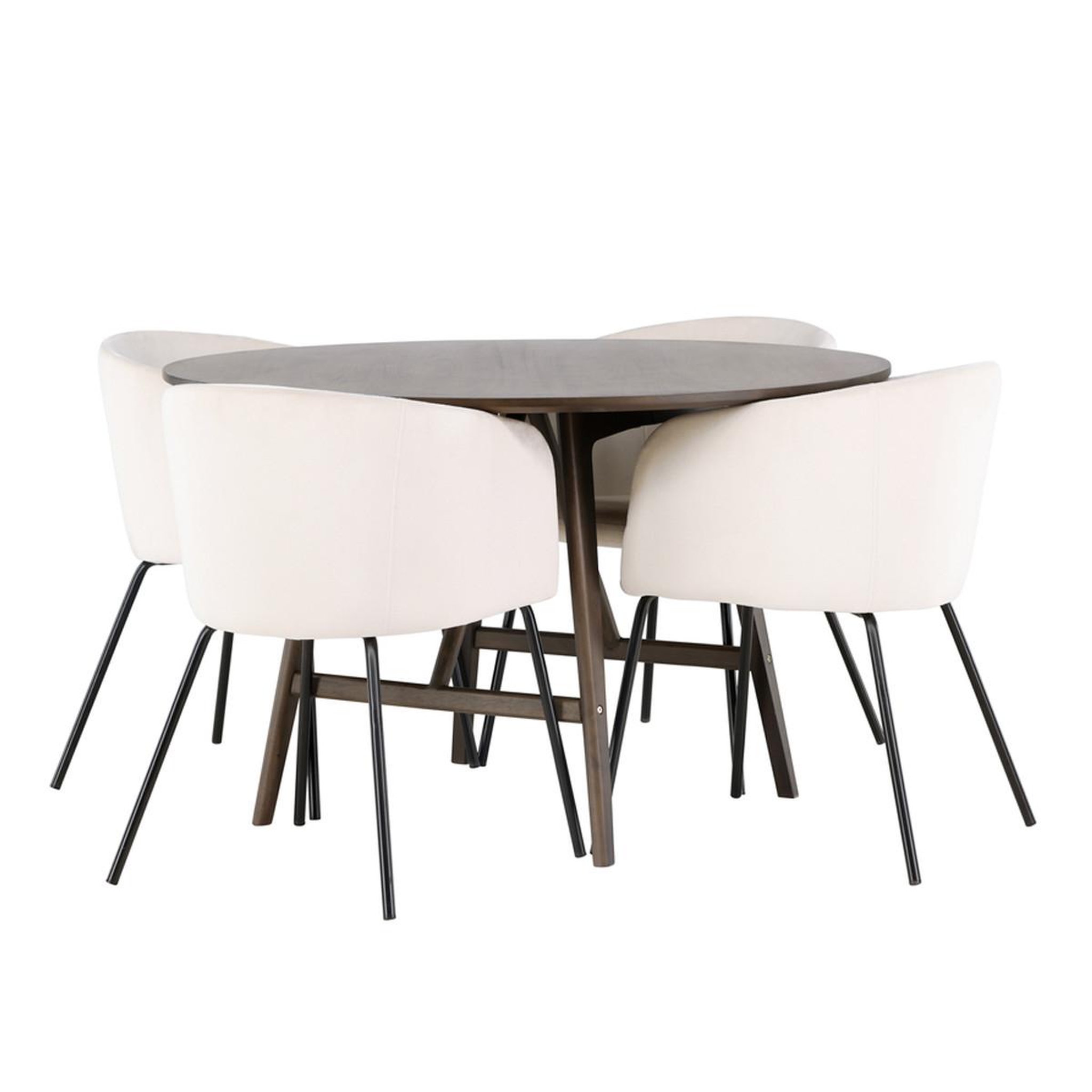 Paris Prix Ensemble table à manger & 4 chaises  kaseidon & berit  100cm marron foncé & beige
