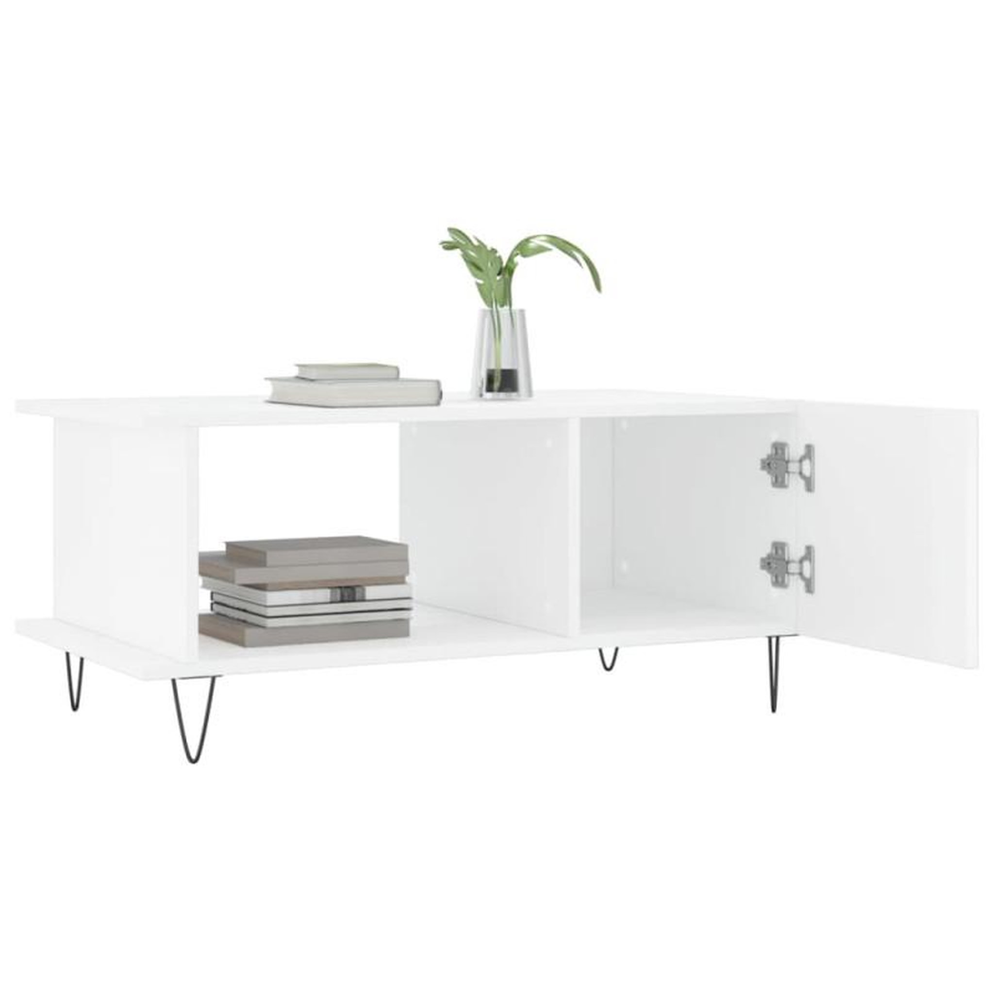 Voir la diapositive 4 : VIDAXL Table basse Blanc brillant 90x50x40 cm Bois d ingénierie