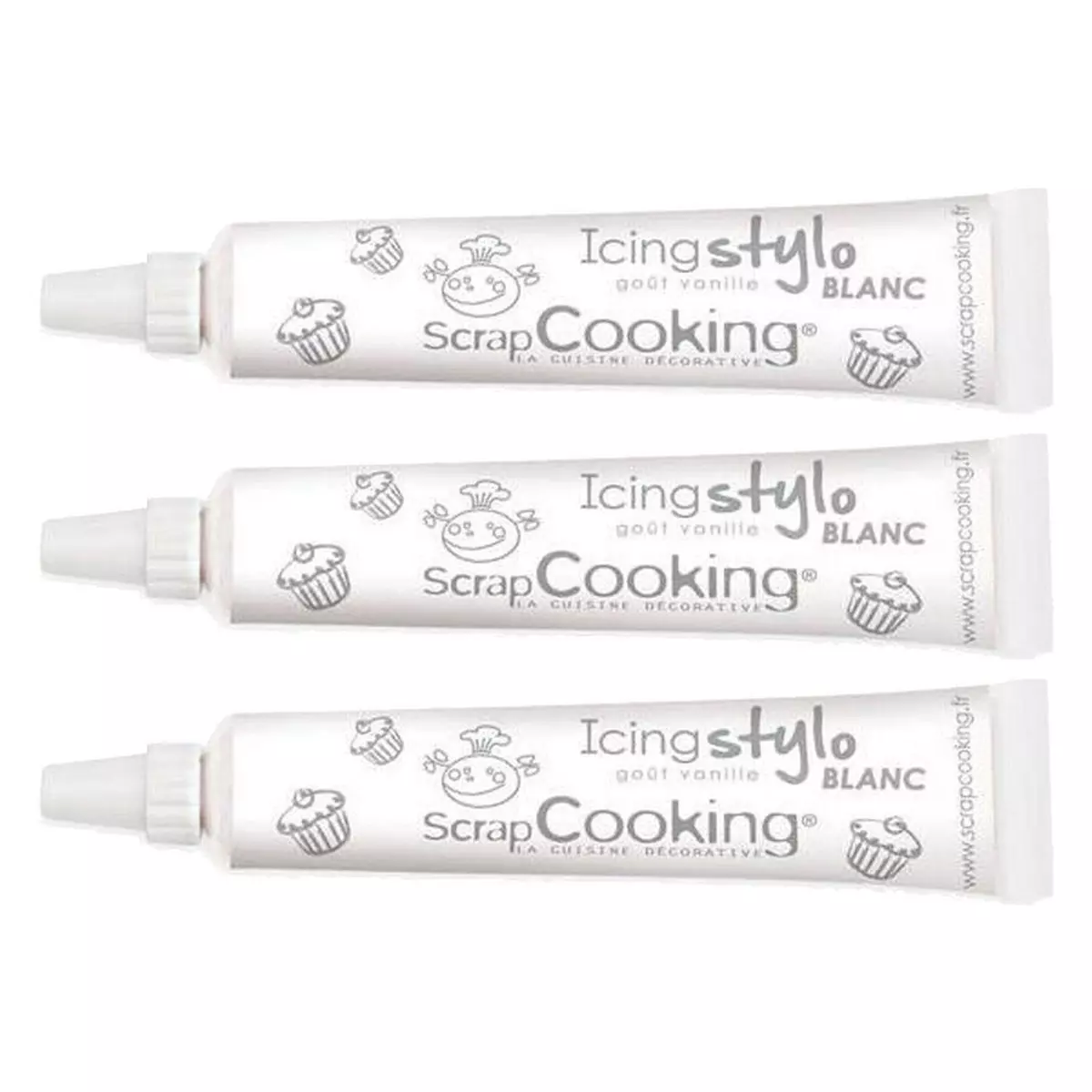 SCRAPCOOKING 3 stylos de glaçage blanc goût vanille