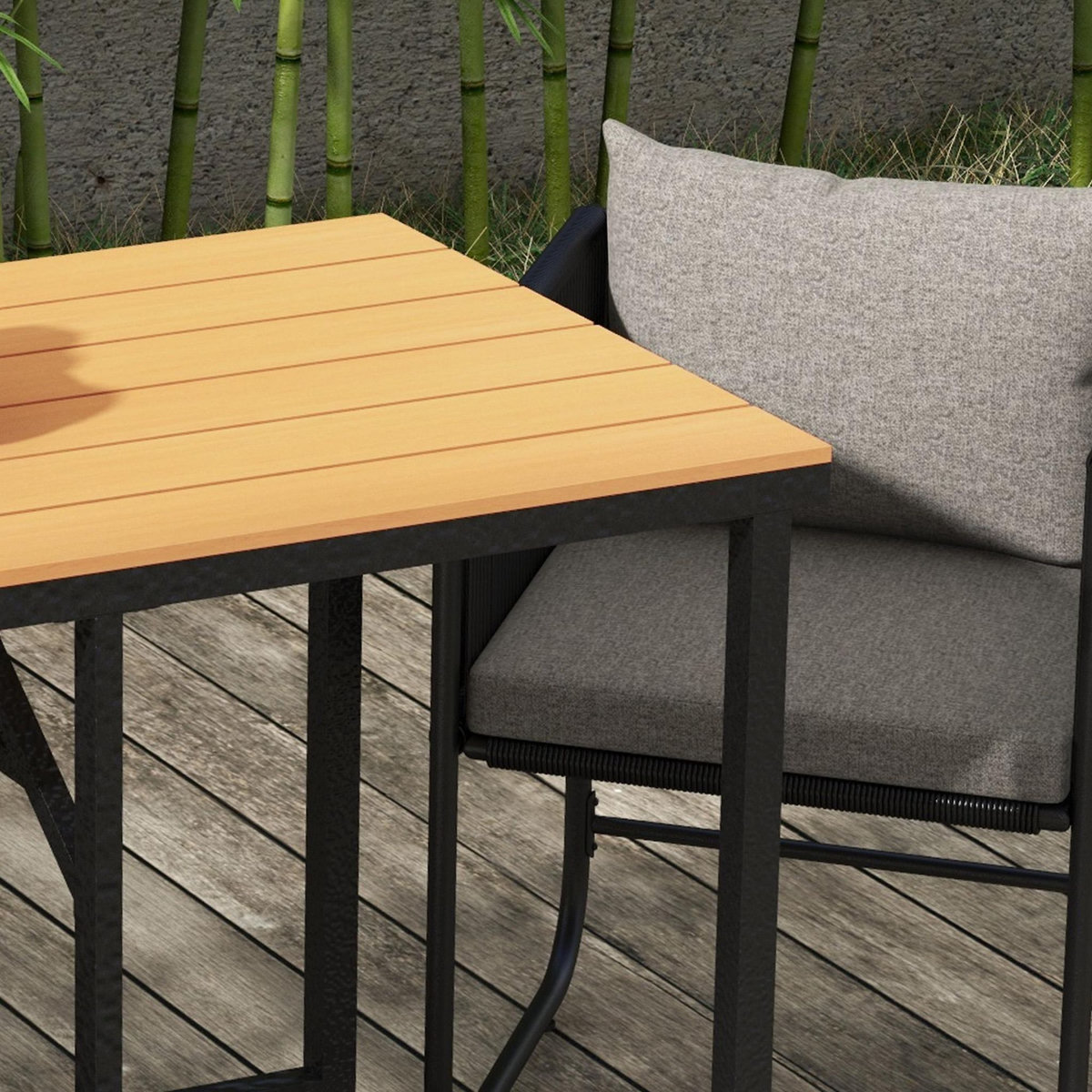 OUTSUNNY Ensemble salon de jardin 3 pièces table 2 fauteuils 4 coussins