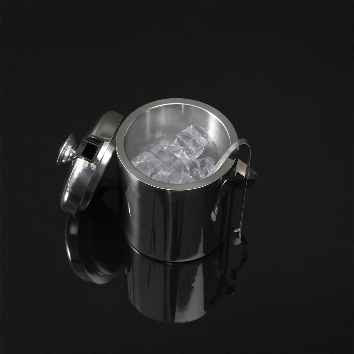 Paris Prix Seau à Glace en Métal  Couvercle  1,3L Argent