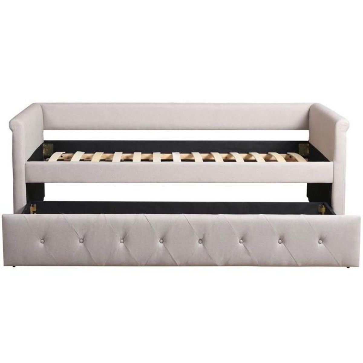 Paris Prix Lit Gigogne Capitonné  Antille  90x190cm Beige