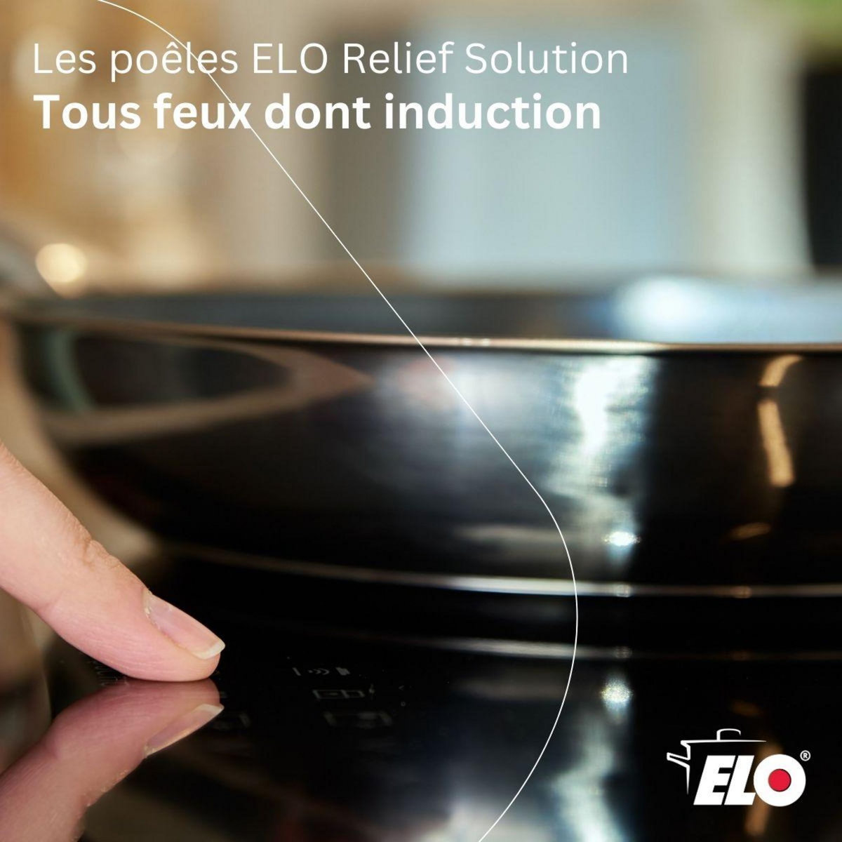 ELO Poêle en acier inoxydable 18/10 32 cm Elo Relief Solution