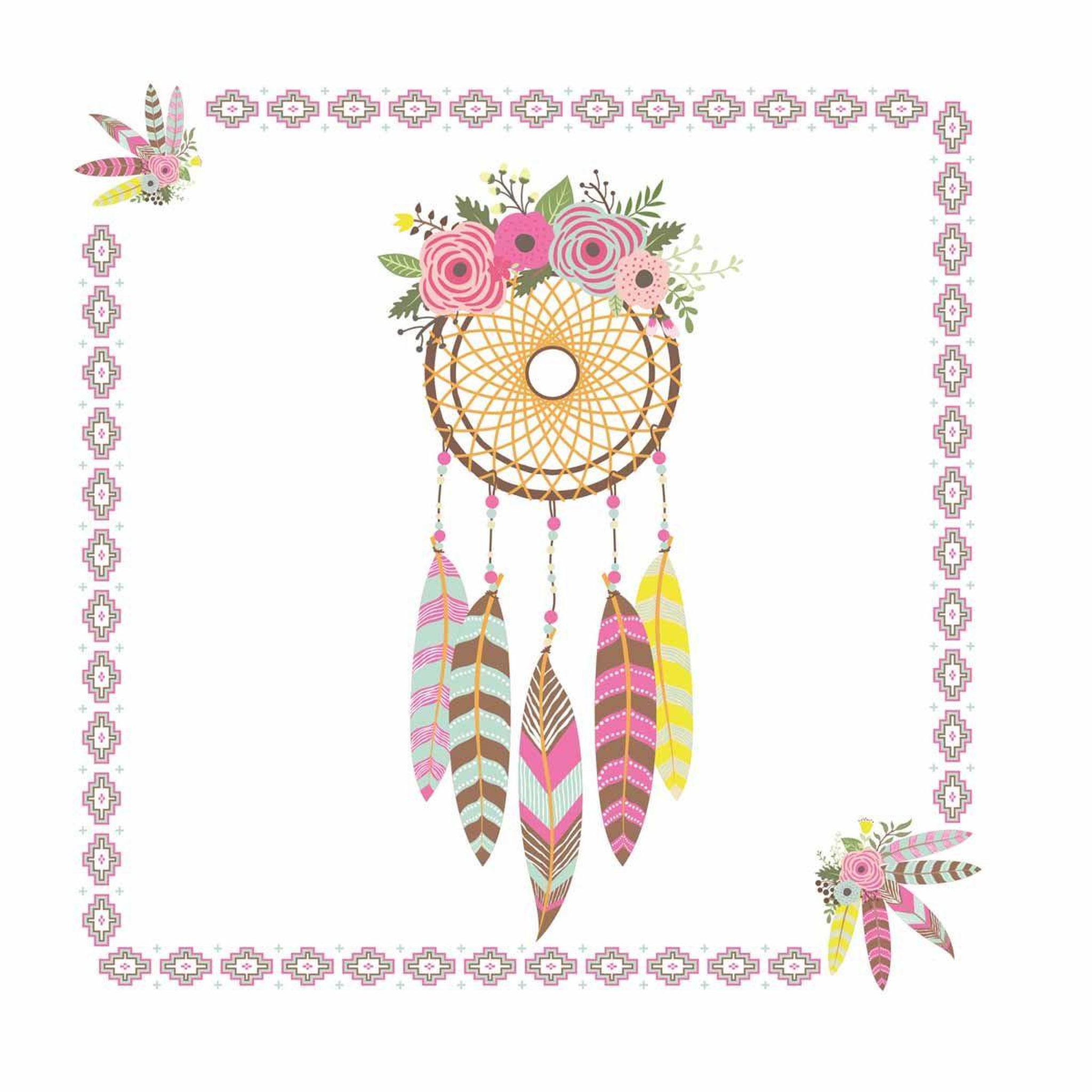 HOMEA Lot de 20 serviettes en papier  dream catcher  33x33cm blanc