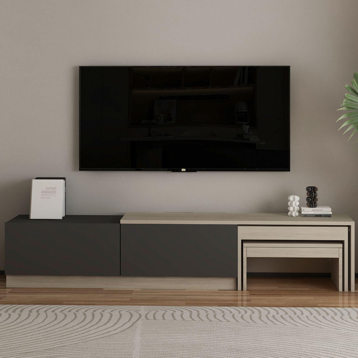 Habitat et Jardin Meuble TV en bois  Nest  - 180 x 30 x 36 cm - Gris anthracite