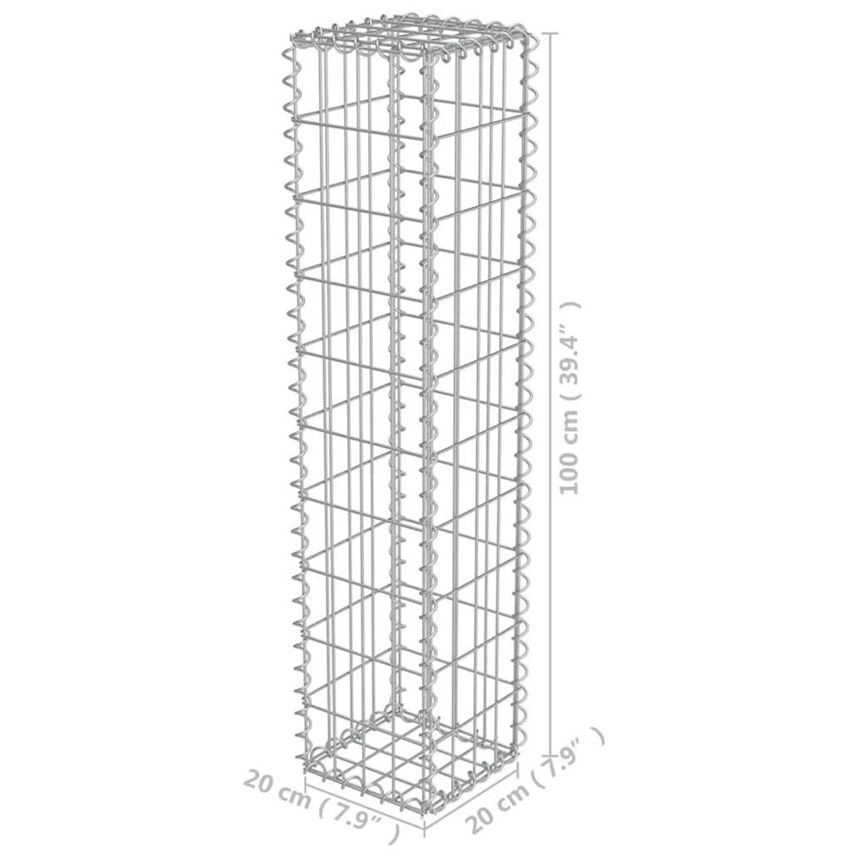 VIDAXL Mur a gabion avec couvercles Acier galvanise 20x20x100 cm
