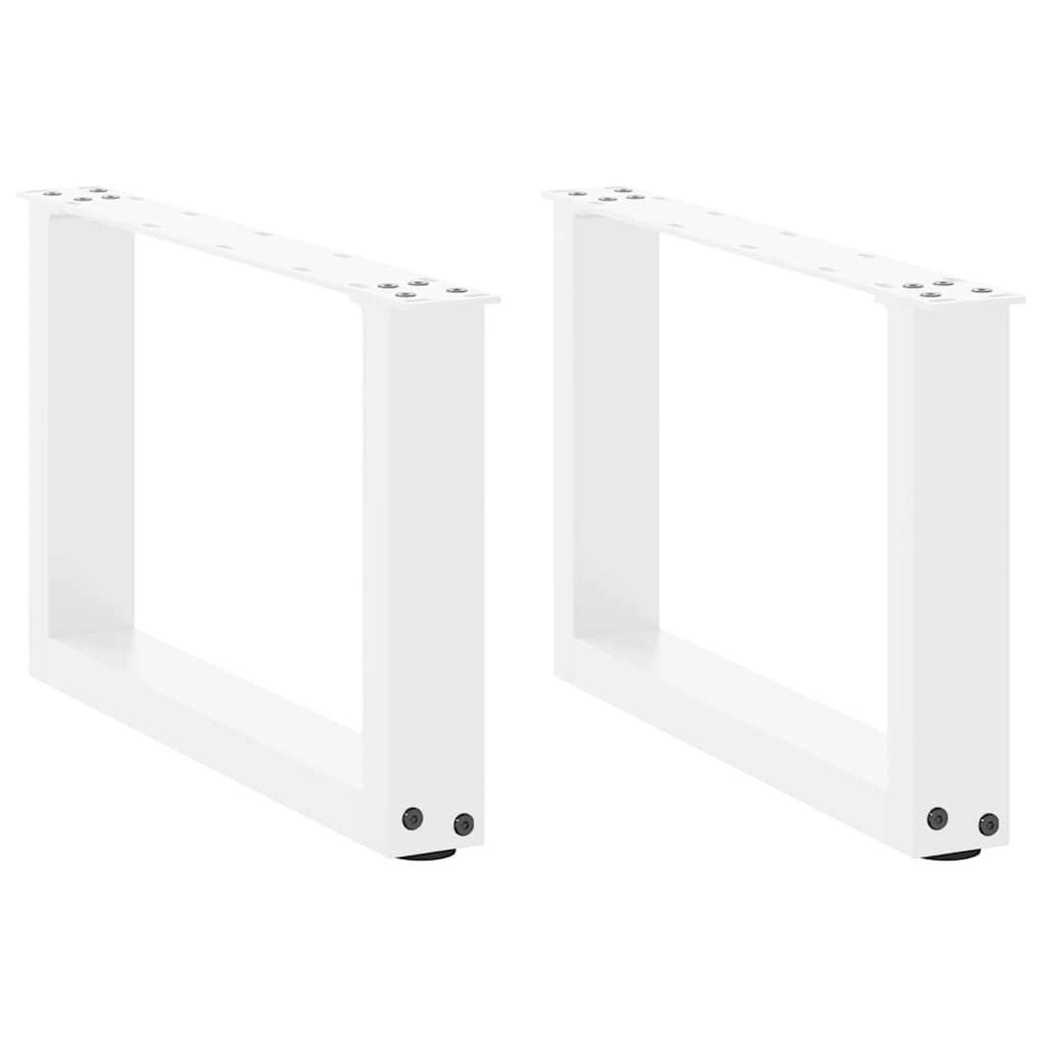 VIDAXL Pieds de table basse forme de U 2 pcs blanc 50x(30-31) cm acier