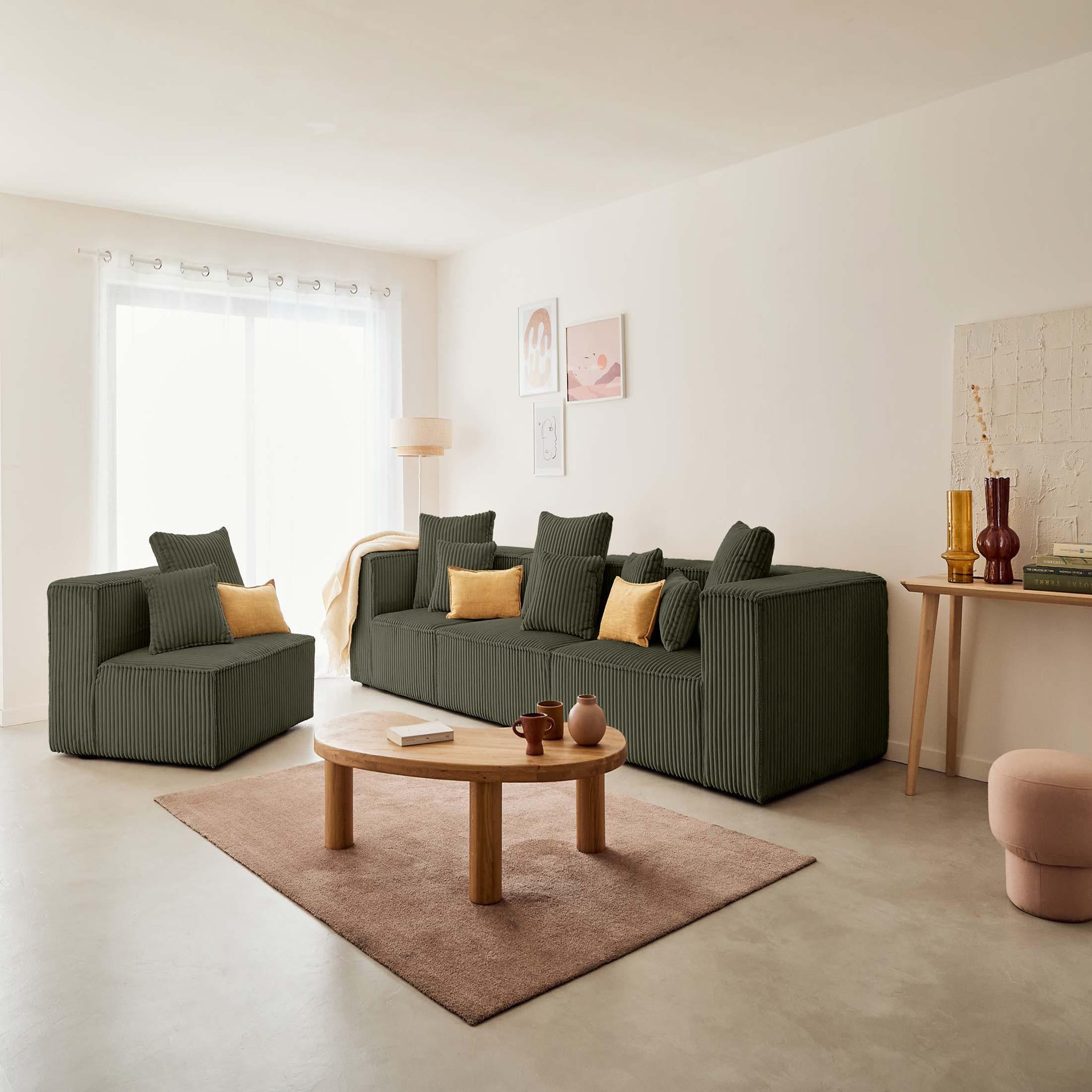 Voir la diapositive 4 : LISA DESIGN Colombine - module d'assise droit - en velours côtelé grosses côtes