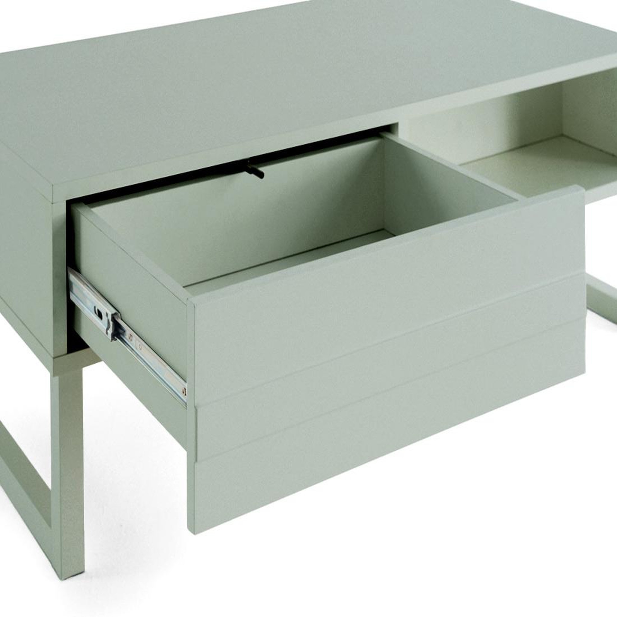 Voir la diapositive 4 : BEST MOBILIER Sofia - table basse - vert sauge mat - 1 niche - 110 cm