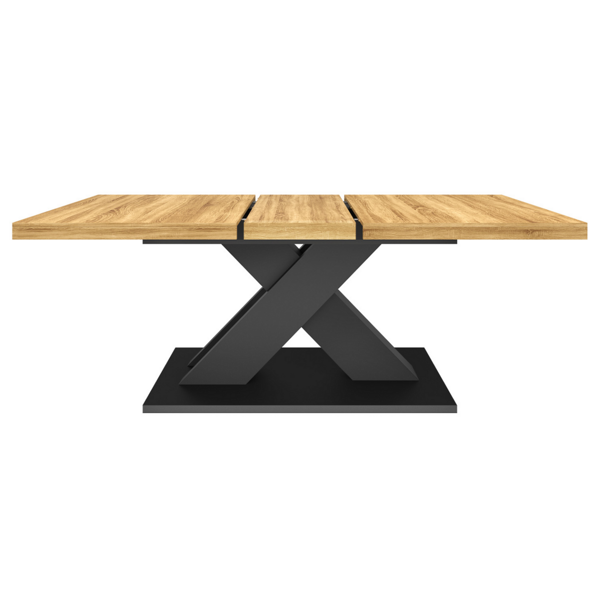ID MARKET Table à manger extensible rectangle ALICIA 6-10 personnes bois et noir 160-200 cm