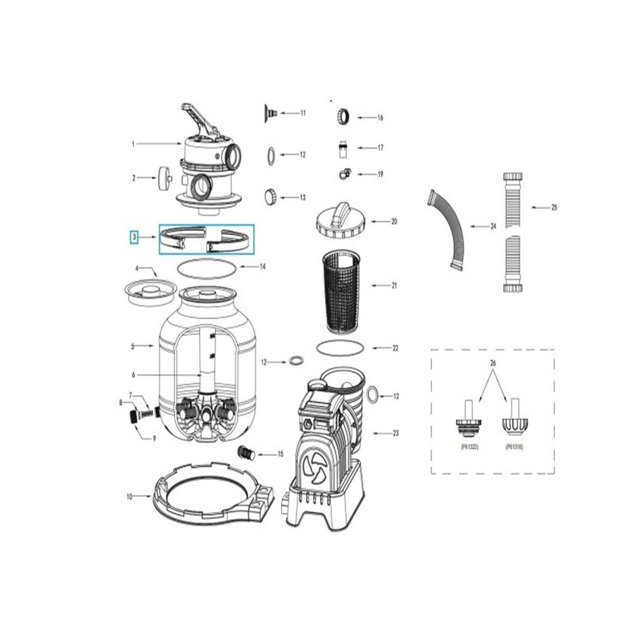 Voir la diapositive 3 : BESTWAY Crépines + tube central pour filtres à sable 3,028 m³/h et 5,678 m³/h - Bestway