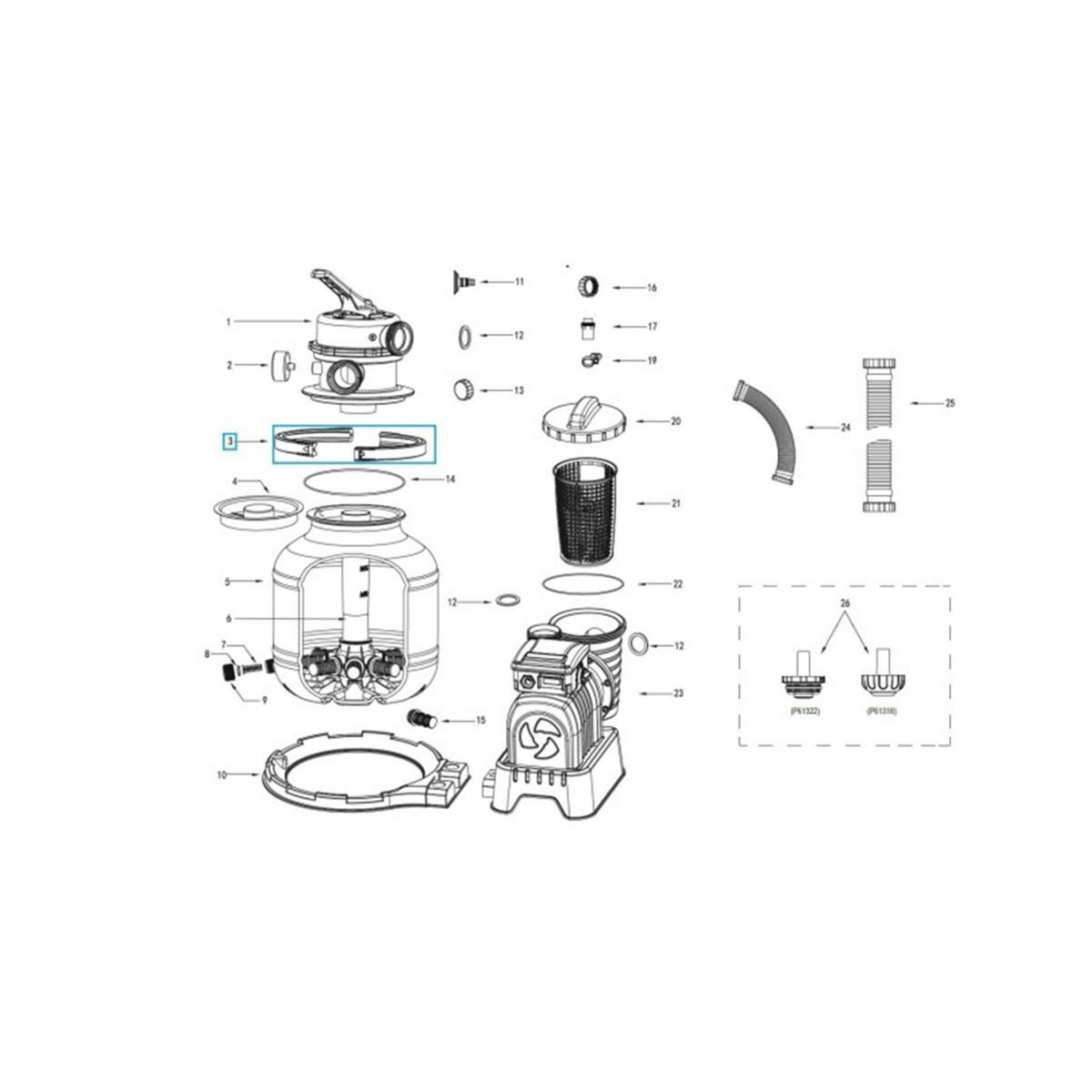 BESTWAY Crépines + tube central pour filtres à sable 3,028 m³/h et 5,678 m³/h - Bestway