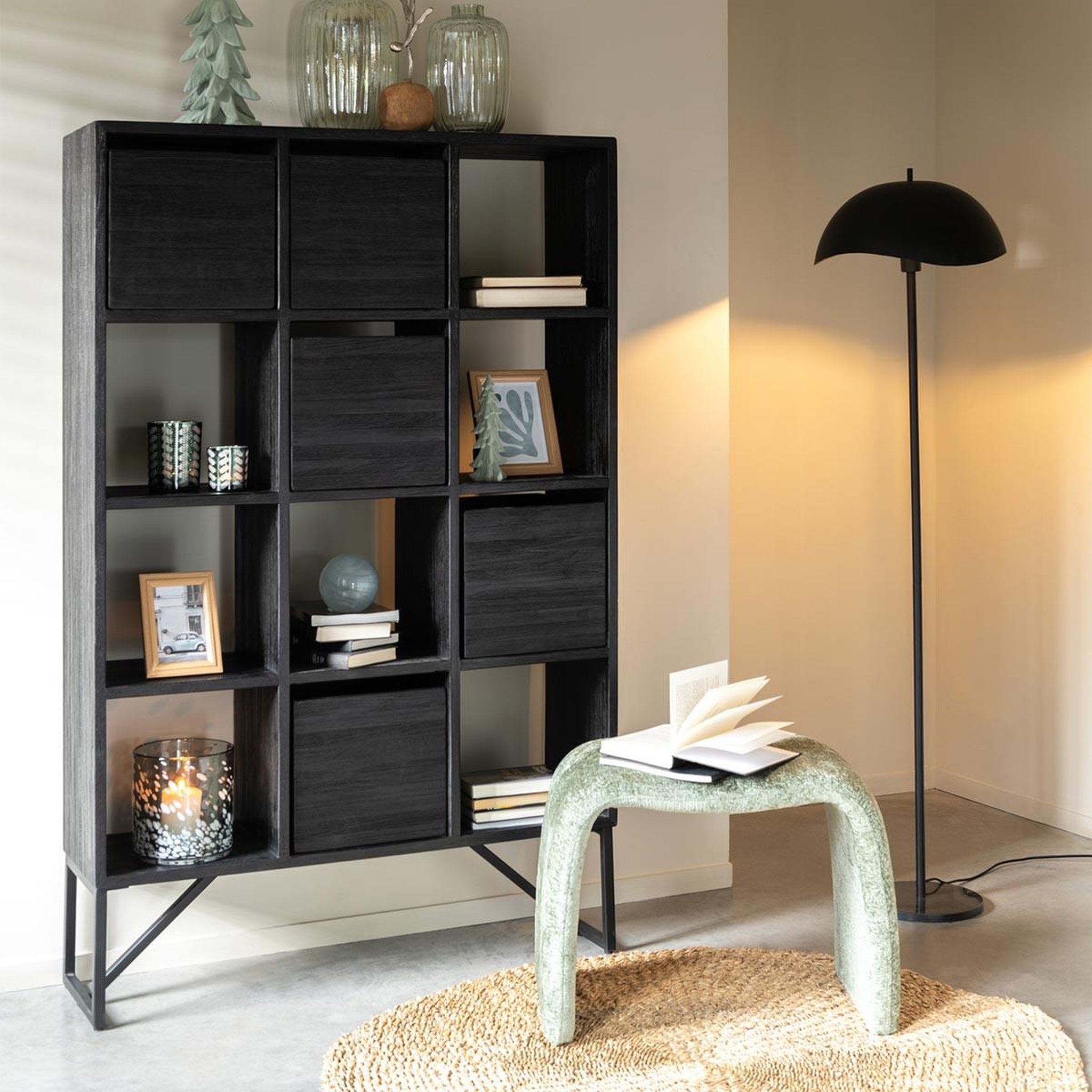 Voir la diapositive 5 : J-LINE Lampadaire en métal  elias  150cm noir