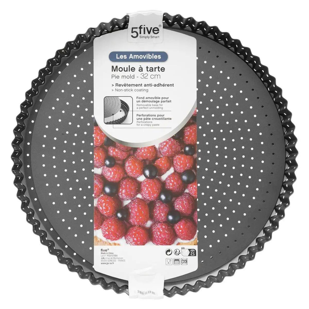 FIVE Plat à Tarte  Fond Amovible  32cm Gris Foncé
