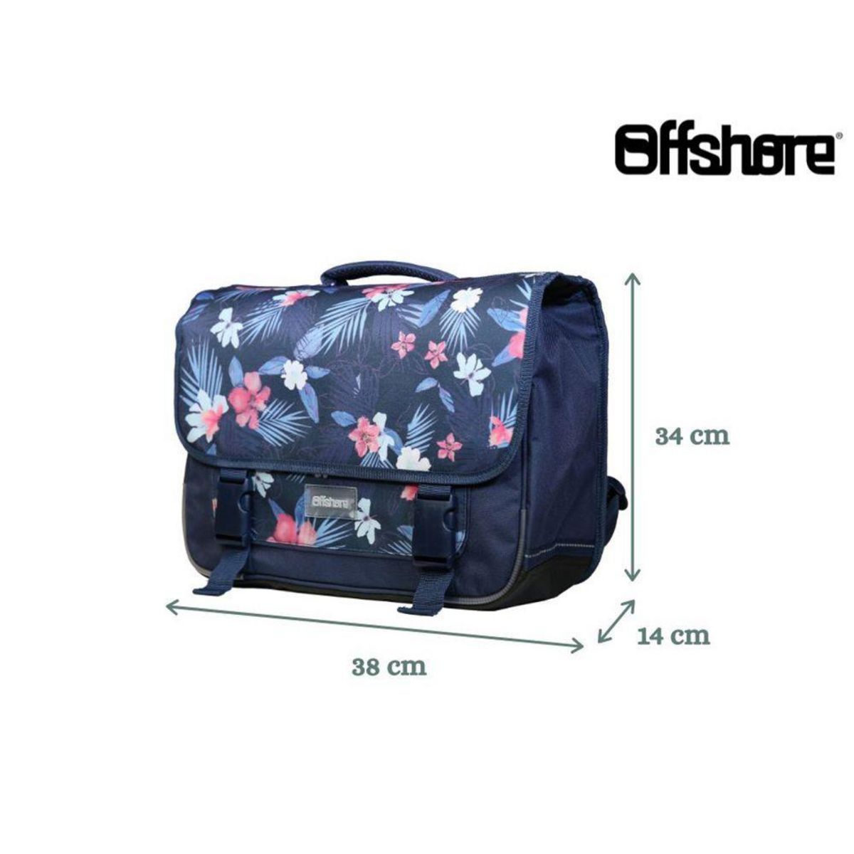 Bagtrotter BAGTROTTER Cartable 38 cm Offshore Hibiscus Fleurs Bleu
