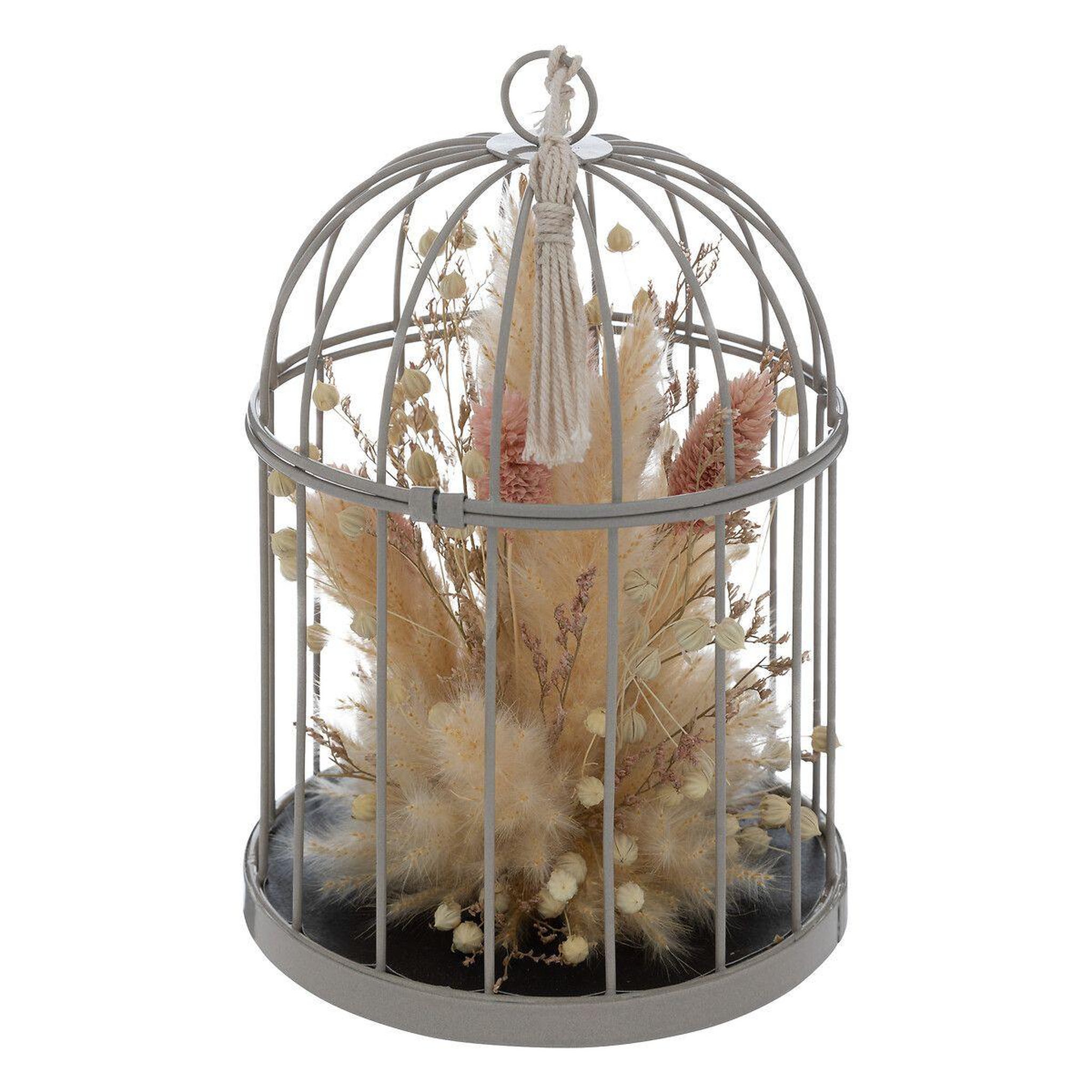 ATMOSPHERA Fleurs séchées déco  cage  20cm gris