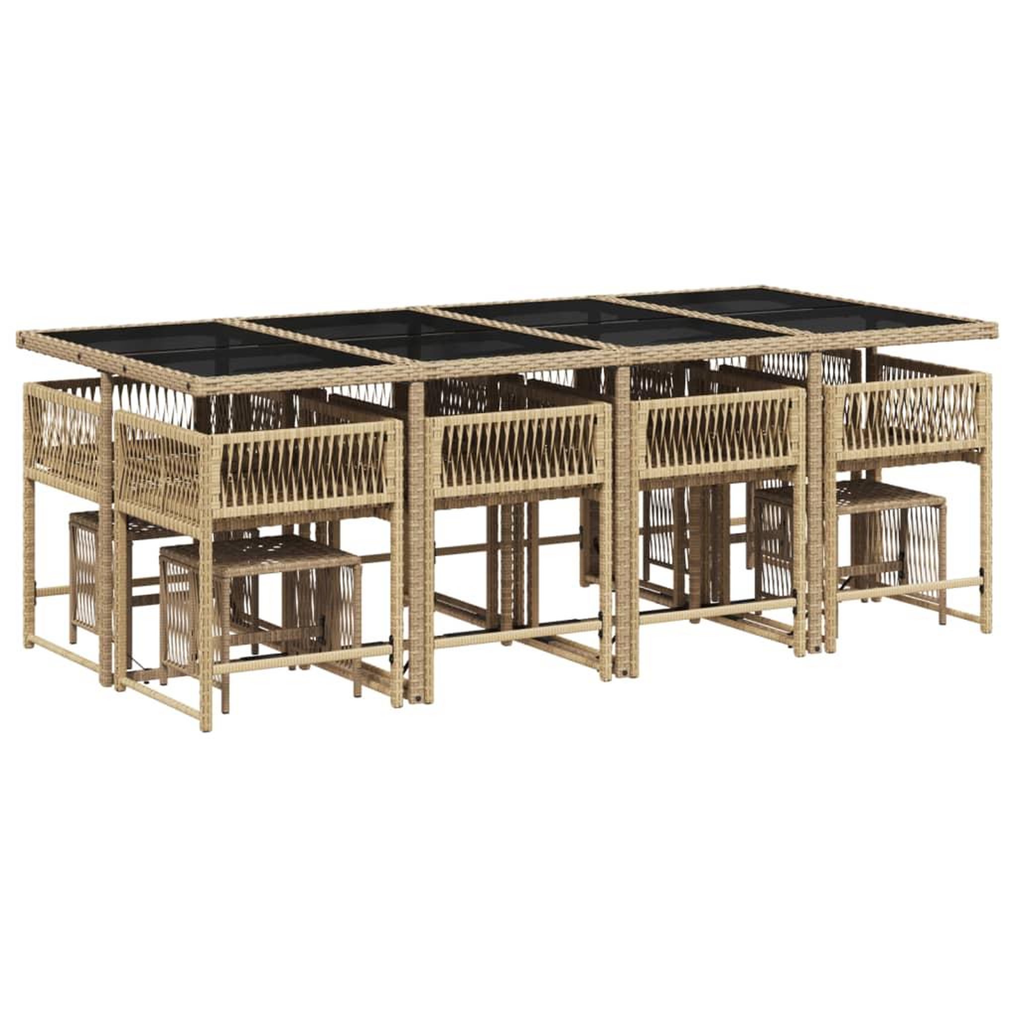 Voir la diapositive 3 : VIDAXL Ensemble a manger de jardin coussins 13 pcs melange beige rotin
