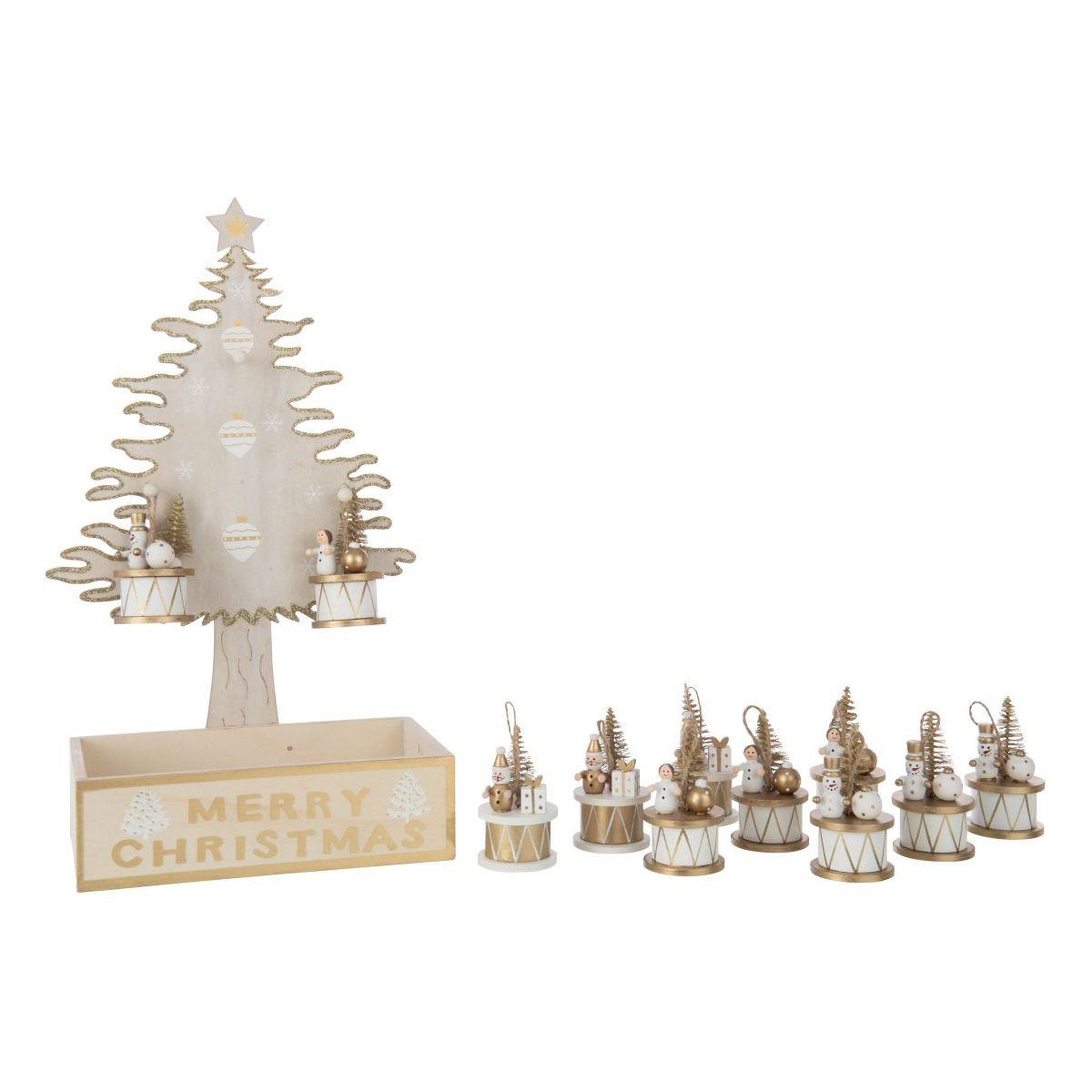 Voir la diapositive 2 : J-LINE Arbre de noël déco  merry christmas  44cm doré