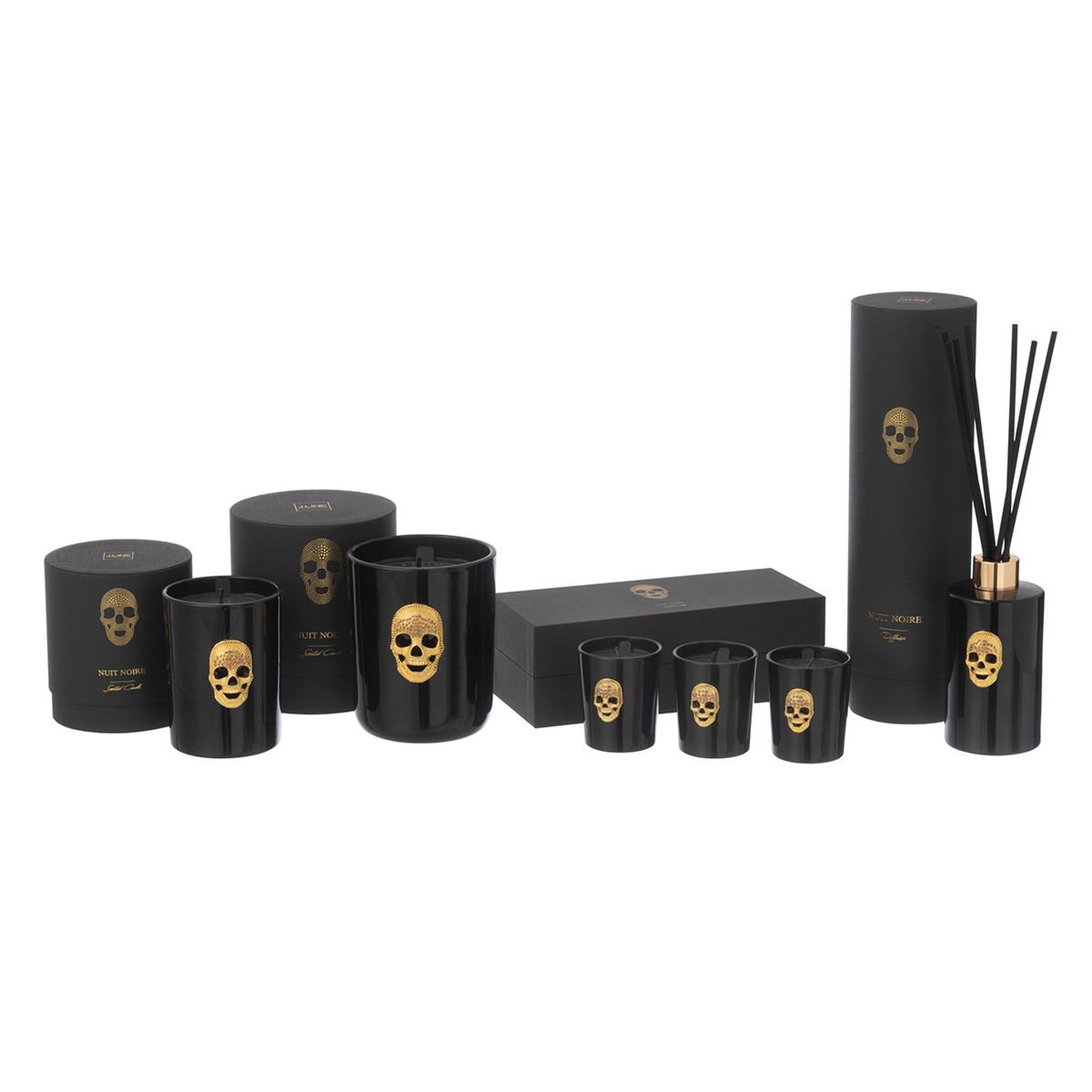 Voir la diapositive 2 : J-LINE Bougie parfumée  crane nuit  13cm mysterious palace