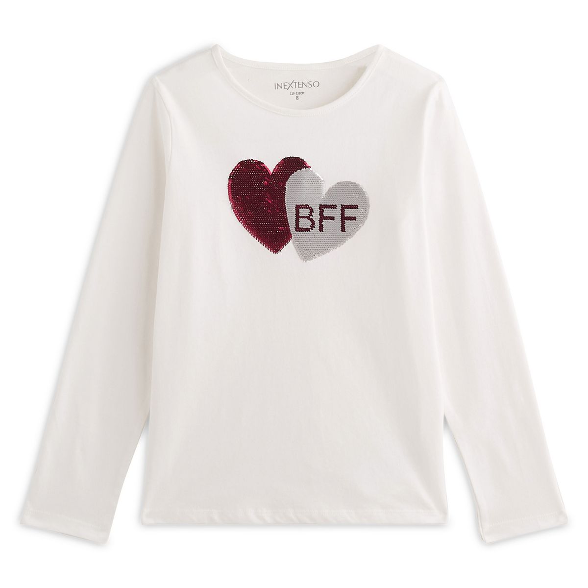 IN EXTENSO T-shirt manches longues à sequins reversibles coeurs fille