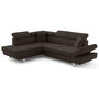 Voir la diapositive 2 : BEST MOBILIER Lisbona - canapé d'angle gauche 5 places convertible avec têtières en velours côtelé