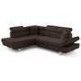 Voir la diapositive 2 : BEST MOBILIER Lisbona - canapé d'angle gauche 5 places convertible avec têtières en velours côtelé