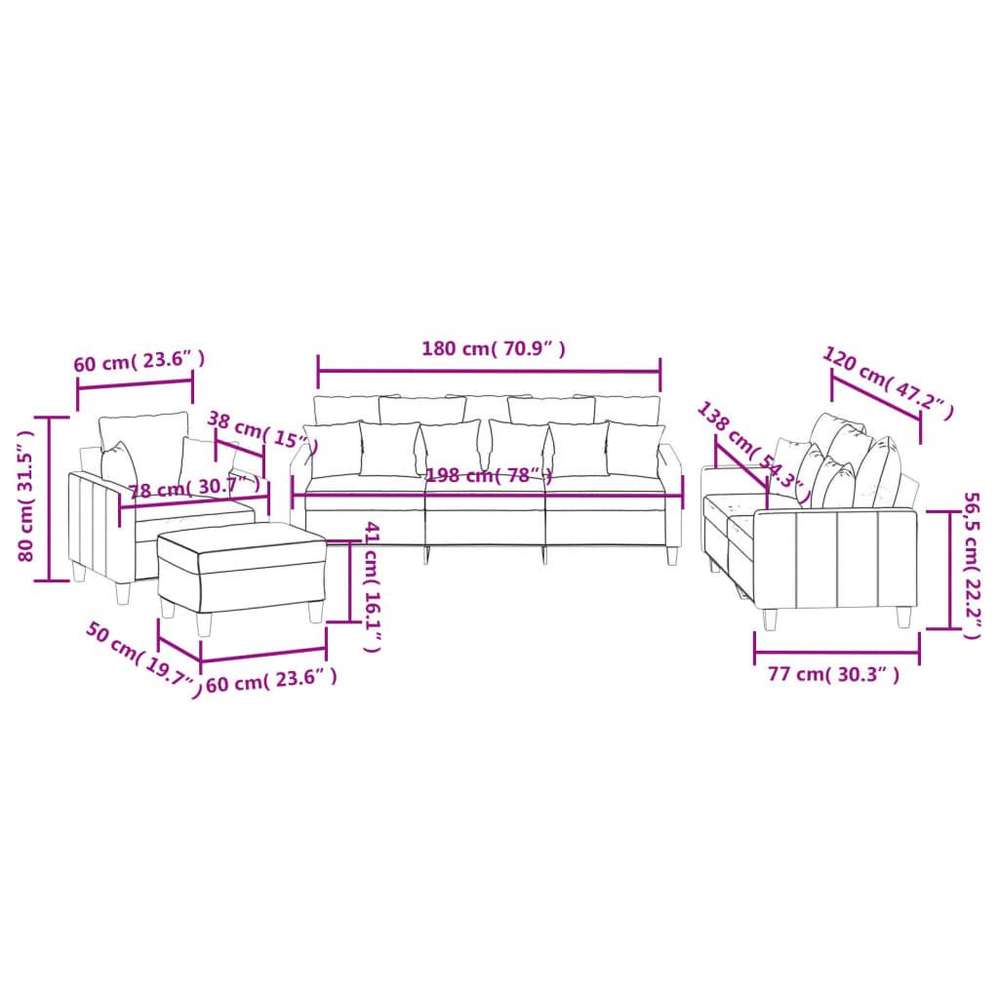 Voir la diapositive 6 : VIDAXL Ensemble de canapes 4 pcs avec coussins noir tissu