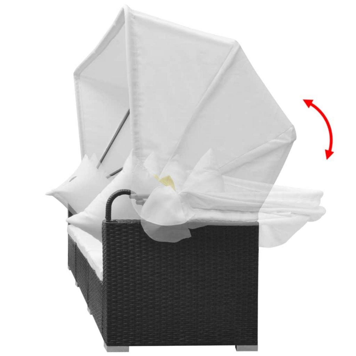 VIDAXL Salon de jardin 7 pcs avec baldaquin Resine tressee Noir