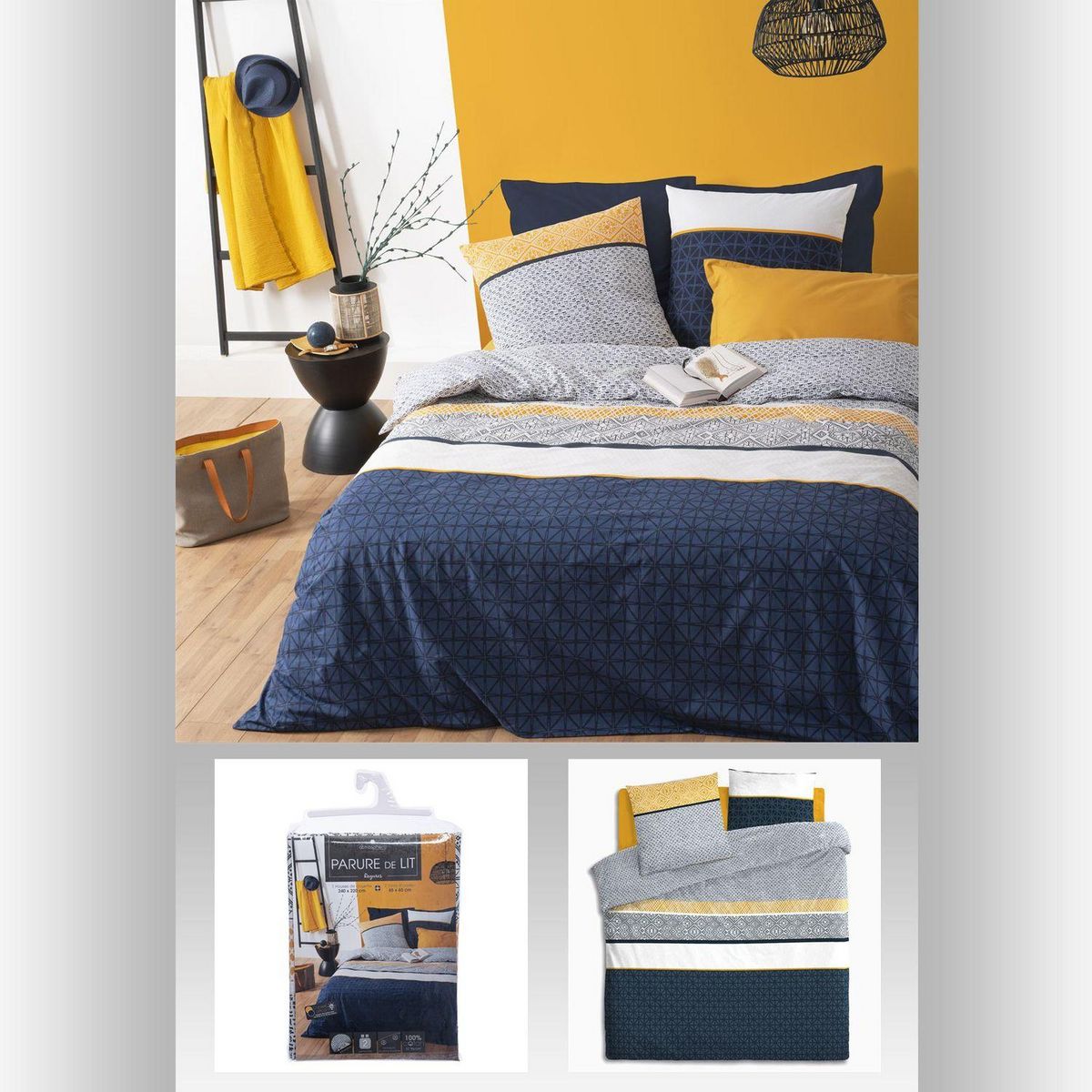 ATMOSPHERA Parure de Lit imprimé Ray Etnik en 240 x 220 - Bleu