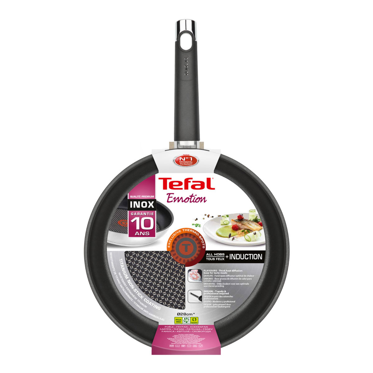 TEFAL Poêle induction inox 28 cm EMOTION