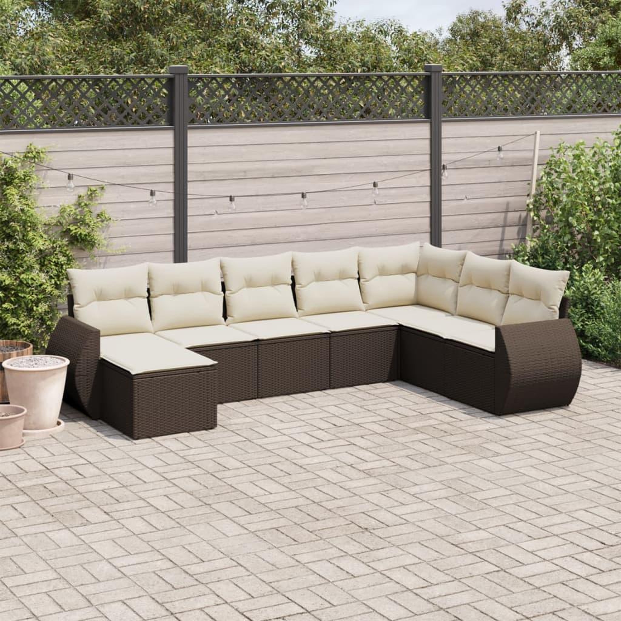 VIDAXL Salon de jardin 8 pcs avec coussins marron resine tressee