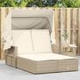 Voir la diapositive 1 : VIDAXL Chaise longue double avec auvent et coussins beige poly rotin