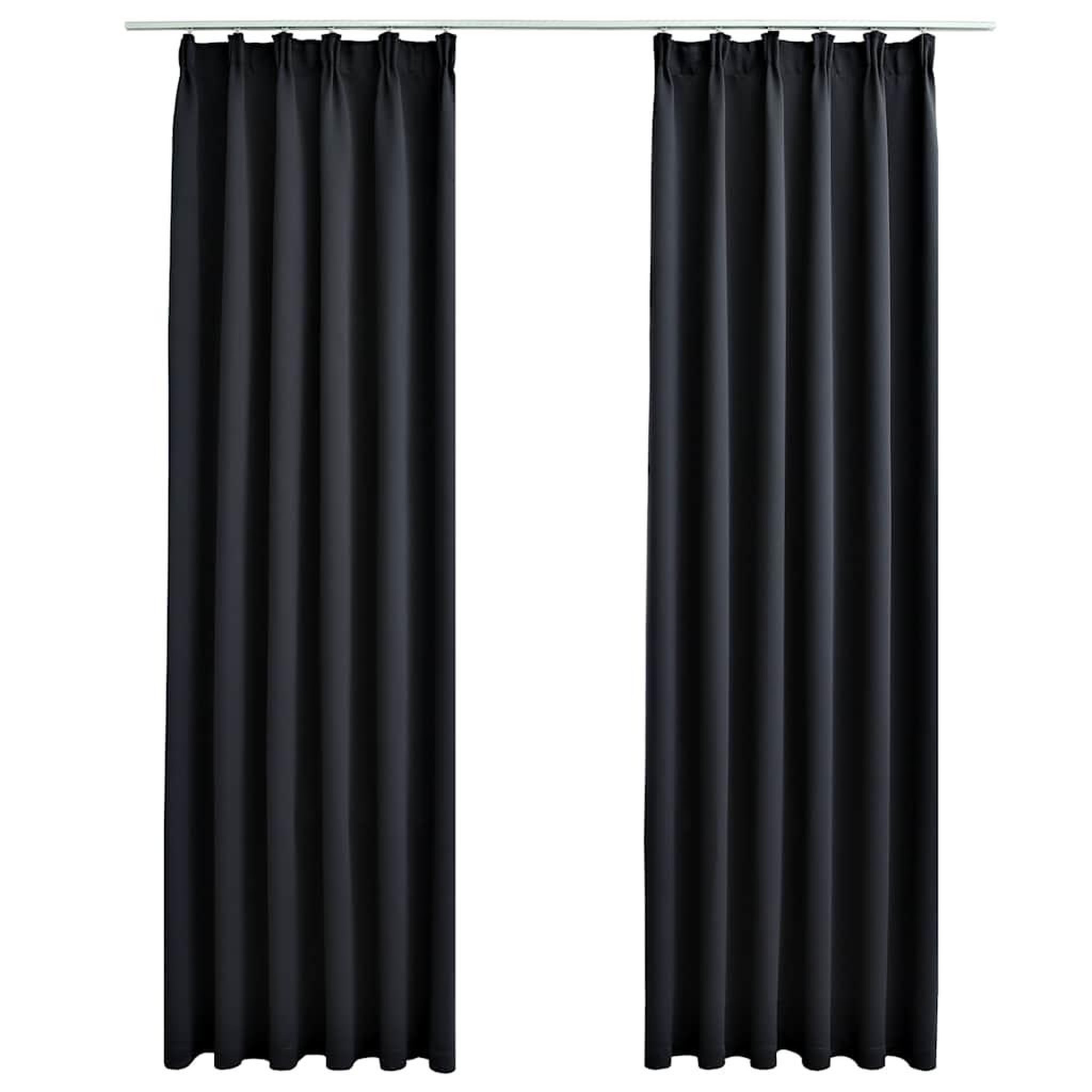 Voir la diapositive 2 : VIDAXL Rideaux occultants avec crochets 2 pcs Noir 140x245 cm