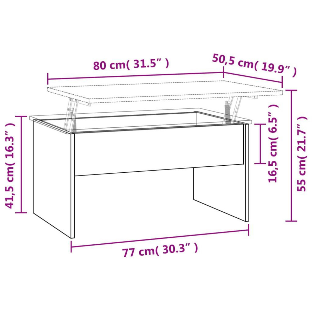 VIDAXL Table basse Chene fume 80x50,5x41,5 cm Bois d'ingenierie