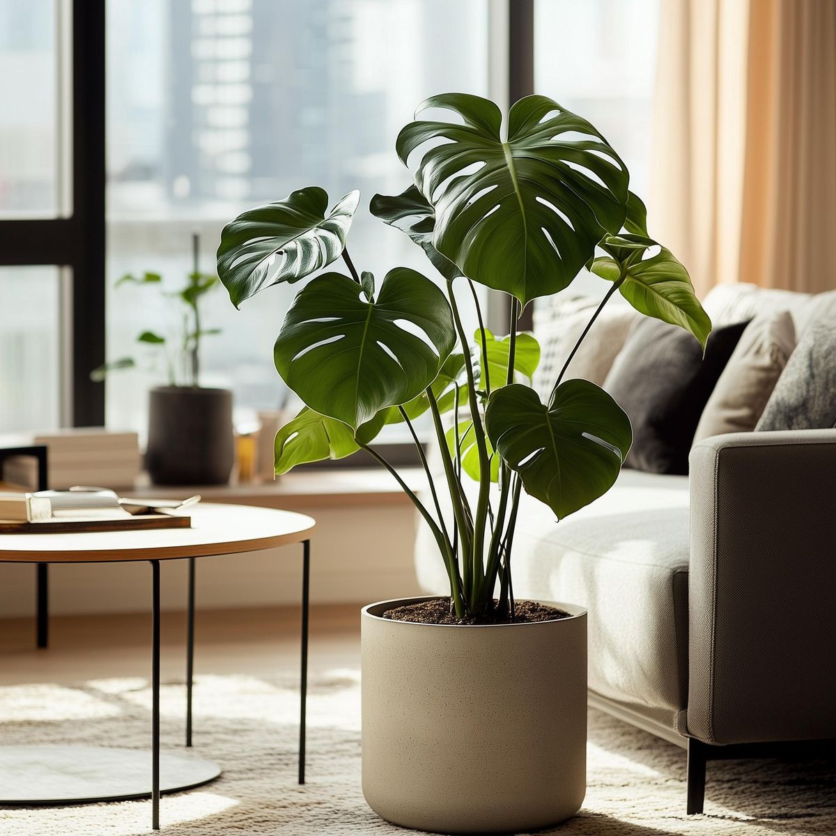 PLANT IN A BOX Plante à trous - Set de 2 - Monstera deliciosa - Hauteur 50-60cm - ⌀17cm