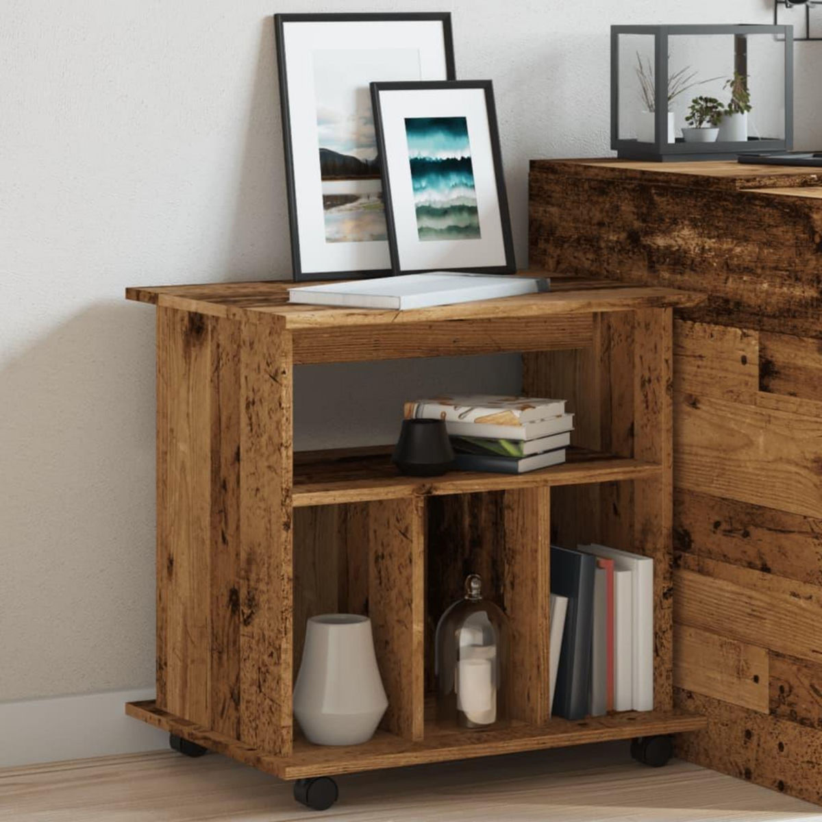 VIDAXL Armoire a roulettes vieux bois 60x45x60 cm bois d'ingenierie
