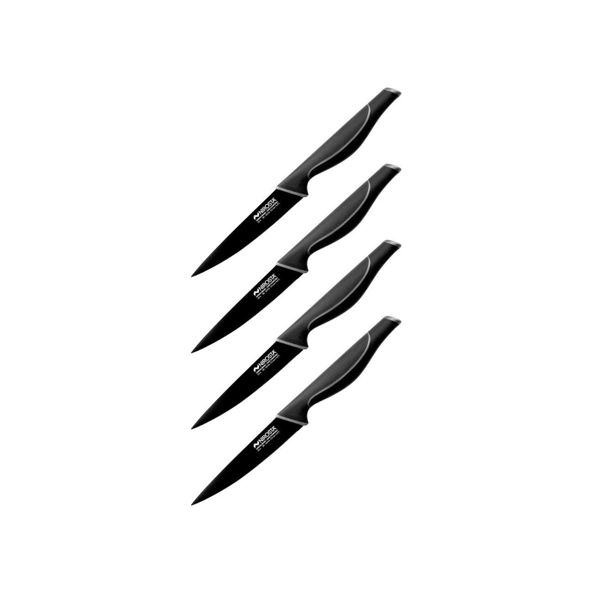 NIROSTA Set de 4 couteaux d'office 24 cm en inox Nirosta Black Edition