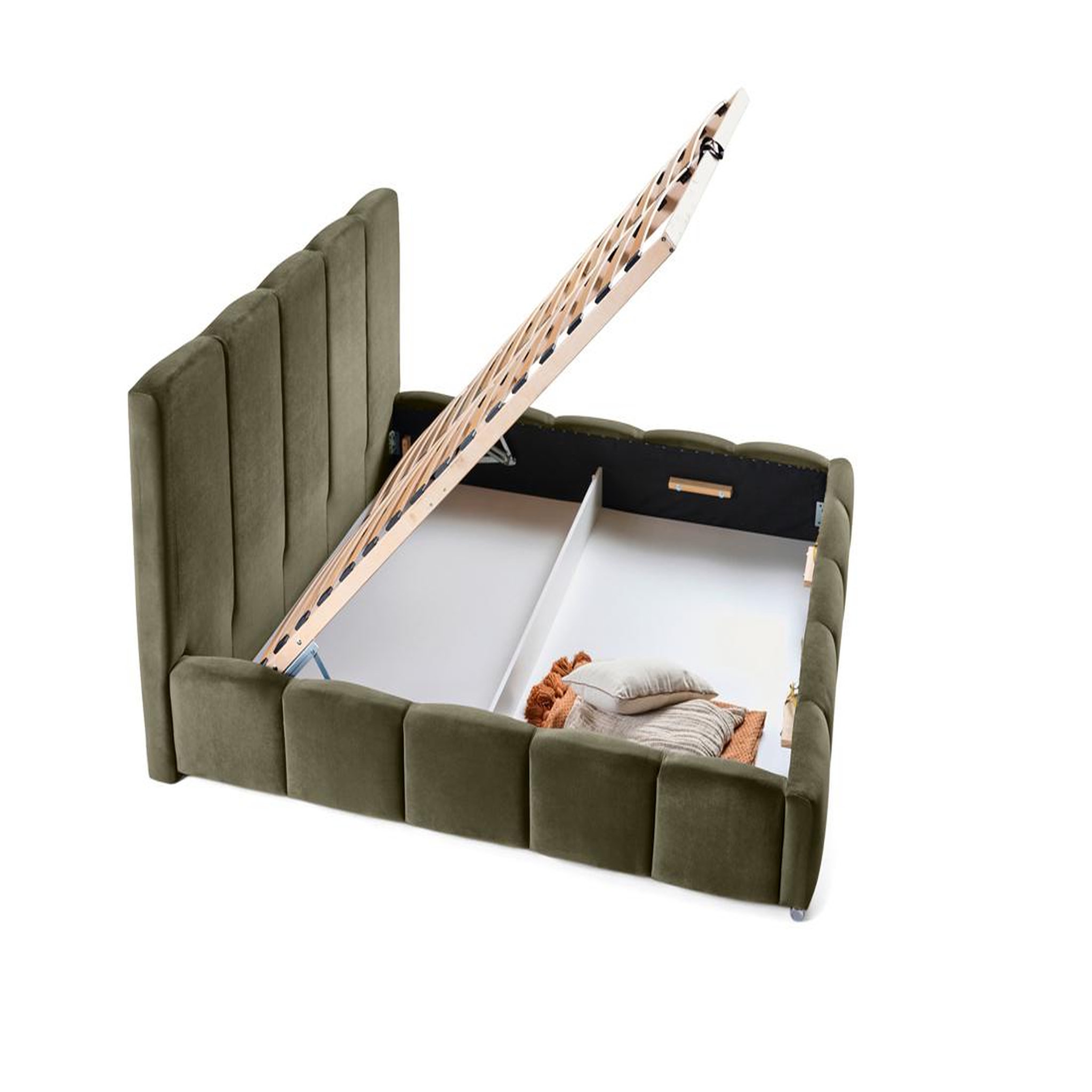 Voir la diapositive 3 : BEST MOBILIER Torreon - lit coffre - 180x200 - sommier inclus - en velours
