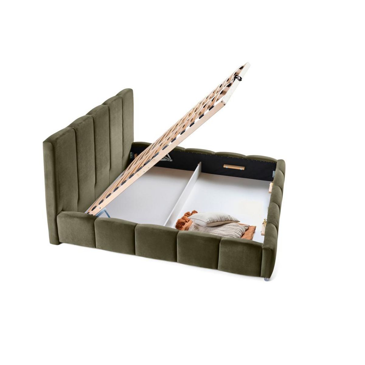 BEST MOBILIER Torreon - lit coffre - 180x200 - sommier inclus - en velours