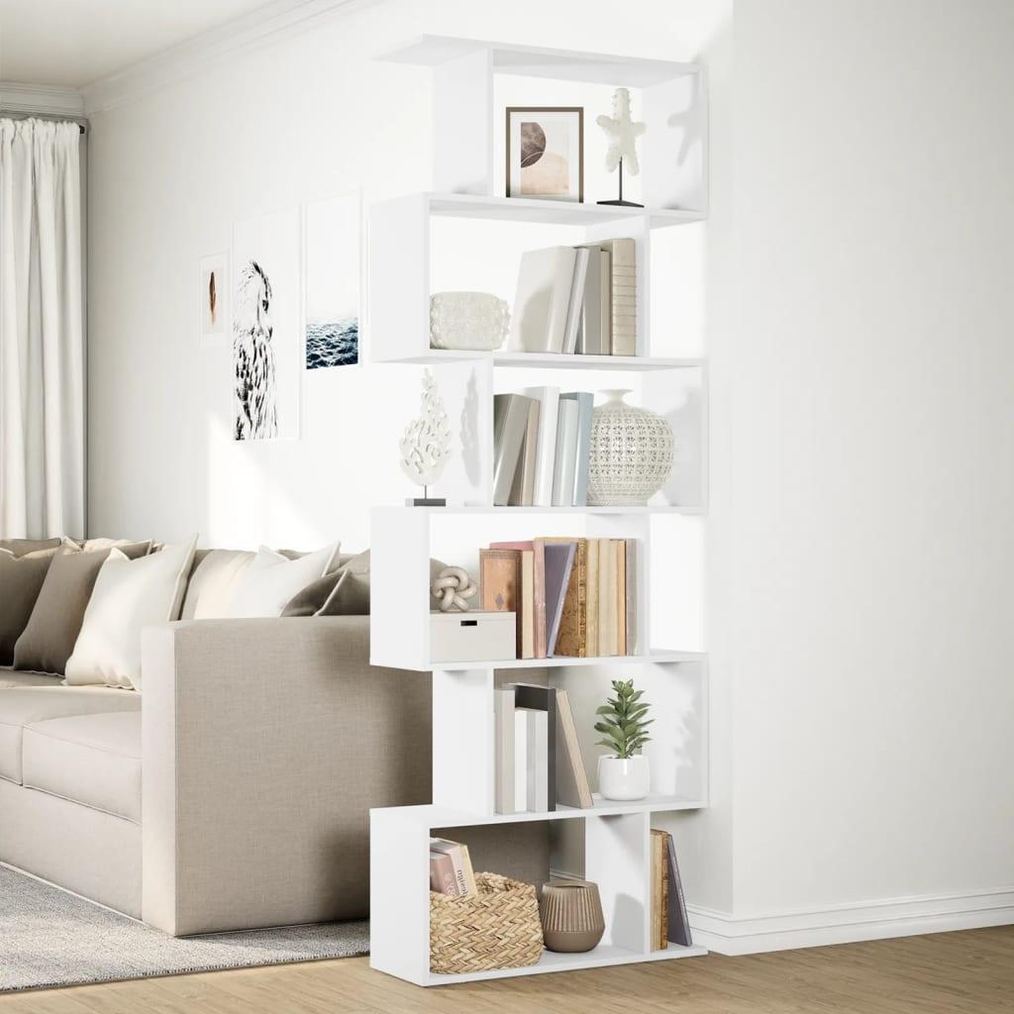 Voir la diapositive 4 : VIDAXL Etagere separatrice de piece a 6 niveaux blanc 70x24x193 cm