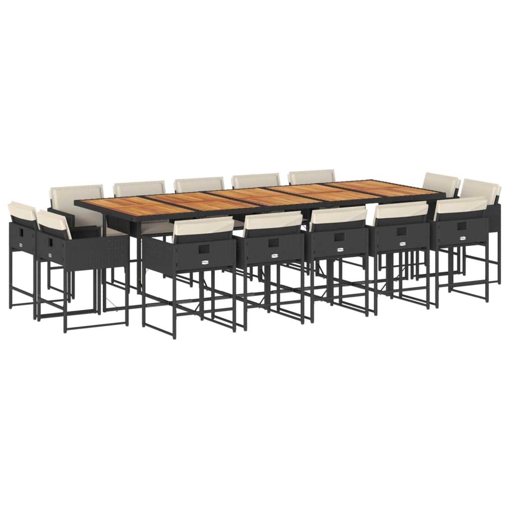 Voir la diapositive 2 : VIDAXL Ensemble a manger de jardin 15 pcs coussins noir resine tressee