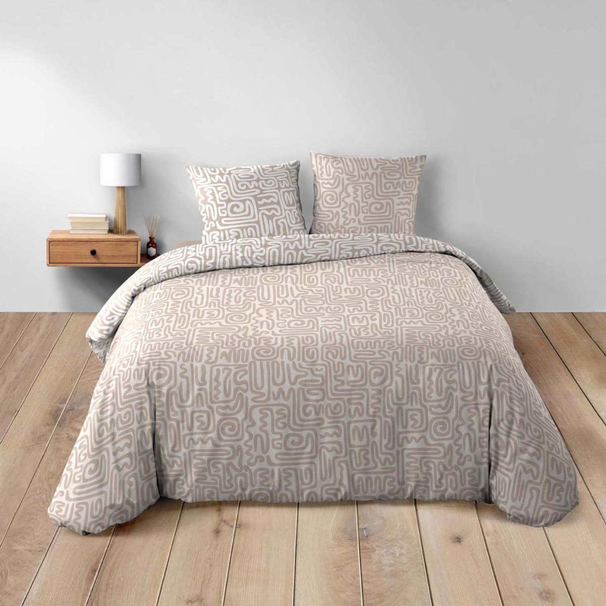Paris Prix Parure de Lit 3 Pièces  Arcane  240x220cm Beige